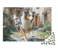 Perro Pastor Australiano Puzzle de 1000 Piezas Papel para Adultos Calle Antigua Juego de Puzzle 1000 Piezas Familia Relajante 38x26cm/1000pcs