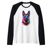 Perro Pastor con Gafas de Sol Perros Adoran a los Perros Camiseta Manga Raglan