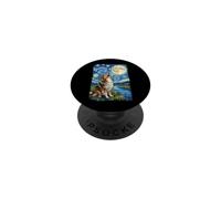 Perro Pastor De Shetland Noche Estrellada Aullido Pintura PopSockets PopGrip Adhesivo