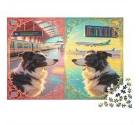 Perro Pastor Estación de Tren y Aeropuerto Puzzle de 1000 Piezas Papel para Adultos Escena Ciudad Regalo Relax Hogar Familia 52x38cm/1000pcs