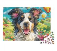 Perro Pastor Puzzle 1000 Piezas Collie Sonrisa Cartón para Adultos Noche Familiar para Decorar Mejor Regalo Oferta Precio Económico 70x50cm/1000pcs