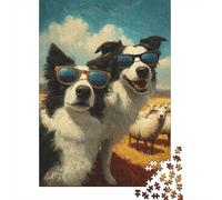 Perro Pastor Puzzle de 1000 Piezas Juego de Puzzle 1000 Piezas Adulto Papel Escena de Granja Relajante Familiar Decorativo Regalo 70x50cm/1000pcs