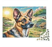 Perro Pastor Puzzle de 1000 Piezas Juego de Puzzle 1000 Piezas Puesta de Sol en Campo Rural Papel Adultos Relajación Familia Decoración Regalo 70x50cm/1000pcs