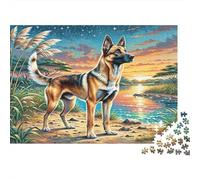 Perro Pastor Puzzle de 1000 Piezas Papel para Adultos Paisaje al Atardecer Puzzle para Toda la Familia Decoración Relajante Regalo 70x50cm/1000pcs