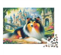 Perro Pastor Puzzle de 1000 Piezas Papel para Adultos Paisaje Castillo Juego de Puzzle 1000 Piezas Relajante Hogar Decoración Regalo 70x50cm/1000pcs
