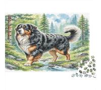 Perro Pastor Puzzle de 1000 Piezas Papel para Adultos Paisaje de Bosque Juego de Puzzle 1000 Piezas Relajación Decoración Regalo 70x50cm/1000pcs