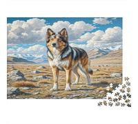 Perro Pastor Puzzle de 1000 Piezas Puzzle para Adultos Cartón Paisaje de Pradera Relajación Concentración Ocio Familiar Regalo Decoración 70x50cm/1000pcs