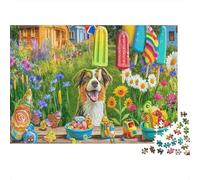 Perro Pastor Puzzles 1000 Piezas para Adultos Collie Rainbow Garden Puzzles Desafiantes for The Whole para Mujeres, Regalos para Hombres Cartón 100% Reciclado Decoración del Hogar 52x38cm/1000pcs