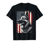 Perro patriótico de la Bandera Americana del 4 de Julio Pastor alemán Camiseta