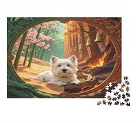 Perro Pequeño Blanco Puzzle de 1000 Piezas Papel para Adultos Paisaje Doble Bosque Relajación Diversión Familiar Decoración Regalo 52x38cm/1000pcs