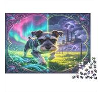 Perro pequeño Escena Nocturna fantástica Puzzle de 1000 Piezas Puzzle para Adultos Puzzle de Papel Paisaje Nocturno relajación Enfoque decoración Familiar Regalo 70x50cm/1000pcs