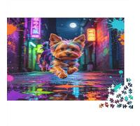 Perro Pequeño Puzzle de 1000 Piezas Papel para Adultos Callejón Nocturno Colorido Juego de Puzzle 1000 Piezas Relajarse Decorar Regalo 70x50cm/1000pcs