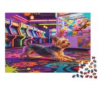 Perro Pequeño Puzzle de 1000 Piezas Sala de Recreativos Alfombra Retro Colorida Puzzle para Adultos Relajante Concentración Regalo Decoración Hogar 38x26cm/1000pcs