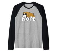 Perro Perezoso Boxer Gracioso Nope Not Today Camiseta Manga Raglan