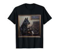 Perro piano pastor alemán negro Camiseta