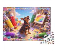 Perro Pintor Puzzle de 1000 Piezas Papel Puzzle para Adultos Taller Artístico Relajación Diversión Familiar Decoración Regalo Nan