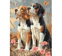 perro Pintura con Diamantes 5D, Bordado de Diamantes Kit Completo mariposa, Mosaico Cristales Punto de Cruz, Cuadro Full Drill para Adultos, Manualidades Creativas para Decoración Pared 20x30cm qo-135