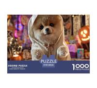 Perro Pomerania Bonito Puzzle de 1000 Piezas Papel para Adultos Escena Festiva Juego de Puzzle 1000 Piezas Relajación Decoración Regalo 38x26cm/1000pcs 38x26cm/1000pcs