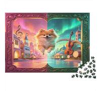 Perro Pomerania Bonito Puzzle de 1000 Piezas Papel para Adultos Escena Nocturna Musical Juego de Puzzle 1000 Piezas Relajación Familia Regalo Nan