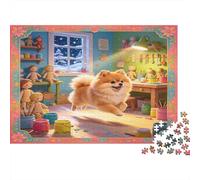 Perro Pomerania Bonito Puzzle de 1000 Piezas Puzzle para Adultos Taller de Juguetes Artesanales Papel Relajación Decoración Hogar Regalo Familiar 70x50cm/1000pcs
