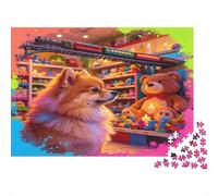 Perro Pomerania Bonito Puzzle para Adultos Puzzle de 1000 Piezas Escena de Juguetería Papel Relajación Decoración Hogar Regalo Familia 52x38cm/1000pcs