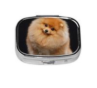 Perro Pomerania Cachorro Lindo, Pastillero cuadrado para bolsillo o monedero, pequeño contenedor de pastillas, organizador de pastillas de viaje