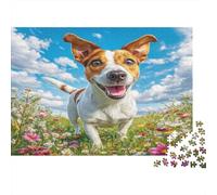 Perro Primer Plano Puzzle de 1000 Piezas Papel para Adultos Pradera Florida Juego de Puzzle 1000 Piezas Regalo Relajante 52x38cm/1000pcs