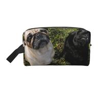 Perro Pug Blanco Y Negro, Bolsa de Maquillaje Bolsa de cosméticos Bolsa de artículos de tocador de Viaje portátil Organizador de Bolsa de Maquillaje