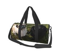 Perro Pug Blanco Y Negro, Bolsa de Viaje de Gran Capacidad, Bolso Redondo, Bolsa de Viaje Deportiva, Bolsa de Mano, Bolsa de Fitness