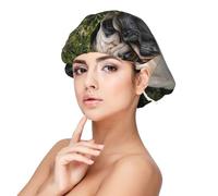 Perro Pug Blanco y Negro,Gorro de dormir de satén para adultos - Gorro de dormir elástico para mujer, cubrecabello nocturno