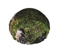 Perro Pug blanco y negro,Gorro de ducha, gorro de noche, gorro de baño elástico impermeable de doble capa, reutilizable para el cabello.