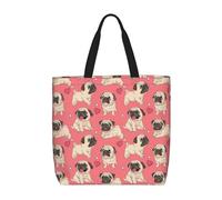 Perro Pug Bolso De Compras Impermeable Bolsa Tote Portátil Bolsas De Compra Para Fitness Viajes Estudiante