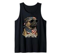 Perro Pug con Bandera Estadounidense 250 años 1776-2026 Bicentenario de EE. UU. Camiseta sin Mangas