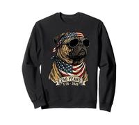 Perro Pug con Bandera Estadounidense 250 años 1776-2026 Bicentenario de EE. UU. Sudadera
