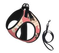 Perro Pug con Forma de corazón para el Día de San Valentín,Arnés para Mascotas, arnés Reflectante Ajustable para Perros,L