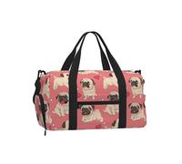 Perro Pug con Forma de corazón para el Día de San Valentín,Bolso Deportivo Bandolera de Mano, Bolsa de Deporte, Bolsa de Viaje de Gran Capacidad para Mujeres y Hombres.