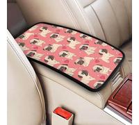 Perro pug con forma de corazón para el Día de San Valentín,Funda para reposabrazos de consola central de vehículo, almohadilla suave y cómoda para pasamanos de coche, cojín universal