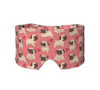 Perro Pug con forma de corazón para el Día de San Valentín,Máscara para ojos con bloqueo de luz y protección ocular completa para dormir, orejeras y ojos.