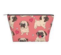 Perro Pug Corazón de San Valentín, Bolsa de artículos de tocador Bolsa de Maquillaje Bolsa de cosméticos Bolsa de artículos de tocador de Viaje portátil