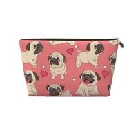 Perro Pug Corazón de San Valentín, Bolsa de Maquillaje Bolsa de cosméticos Bolsa de artículos de tocador de Viaje portátil Bolsa de artículos de tocador