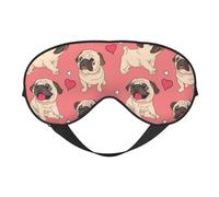 Perro Pug Corazón de San Valentín, Cubreojos completos Antifaz bloqueador de luz Antifaz para dormir Antifaz suave con los ojos vendados Noche