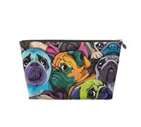 Perro Pug De Dibujos Animados Divertido, Bolsa de artículos de tocador Bolsa de Maquillaje Bolsa de cosméticos Bolsa de artículos de tocador de Viaje portátil