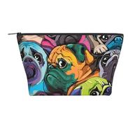 Perro Pug De Dibujos Animados Divertido, Bolsa de artículos de tocador Bolsa de Maquillaje Bolsa de cosméticos Bolsa de artículos de tocador de Viaje portátil