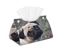 Perro Pug Gracioso, mírate, Funda para Caja de pañuelos con Cierre, Reutilizable, Decorativa para baño, Sala de Estar, Dormitorio, Oficina y Coche.