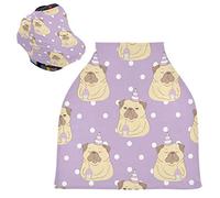 Perro Pug Gracioso Púrpura Cubierta de Lactancia Materna Asiento de Bebé Cubierta de Cochecito Transpirable Carros de La Compra Cubierta para Niños Niñas