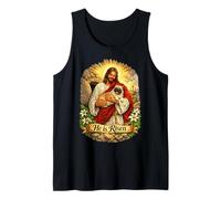 Perro Pug He Is Risen Resurrección de Pascua Derrotado Cruz Camiseta sin Mangas