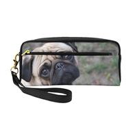Perro Pug Impreso, Bolsa de Maquillaje Bolsa de cosméticos Bolsa de Aseo de Viaje portátil Estuche de Cuero para Mujeres y niñas