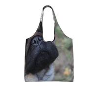 Perro Pug Impreso,Bolsas de mano reutilizables, bolsas de supermercado, bolso de hombro de lona de gran capacidad