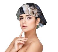 Perro Pug Impreso,Gorro de dormir de satén para adultos - Gorro de dormir elástico para mujer, cubrecabello nocturno