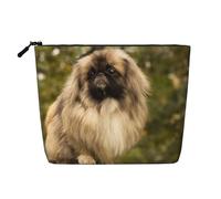 Perro Pug Impreso,Neceser de Maquillaje de imitación Lino, Neceser de Viaje portátil